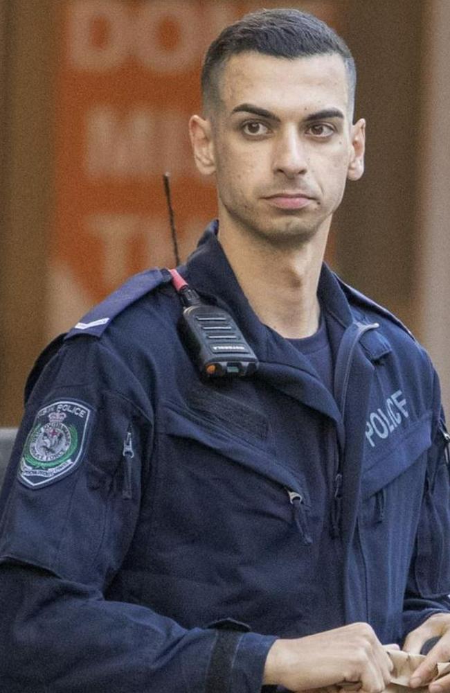 NSW Police officer Beau Lamarre-Condon handed himself into police on Friday.