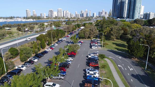 Aerial view of Carey Park at Southport. Picture Glenn Hampson.