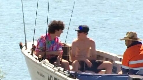 Nick Bilios, his uncle and cousin saw the two men floating in the Burnett River while on a fishing trip. Photo: Screenshot from 7 News Wide Bay