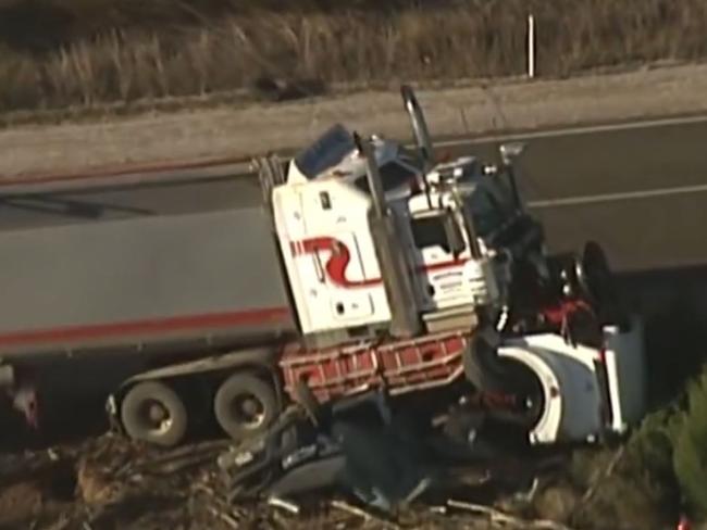 Emergency crews are at the scene of a horrific road smash north of Gawler., Picture: 7NEWS