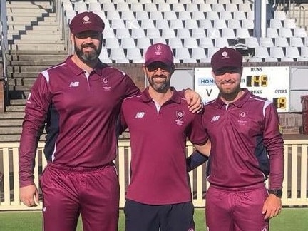 Central Queensland duo Joe McGahan and Logan Whitfield will play for the Queensland Country men's team, which is coached by Jason Wells (centre).