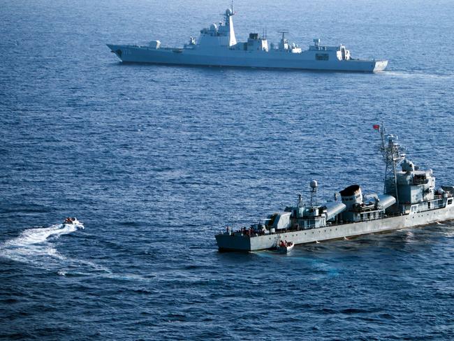 This file photo taken on May 5, 2016 shows crew members of China's South Sea Fleet taking part in a drill in the Xisha Islands, or the Paracel Islands in the South China Sea. Picture: AFP