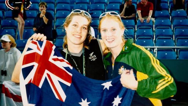 Fellow Parnov accusers Emma Draisey, left, and Kym Howe at the 2002 Commonwealth Games.