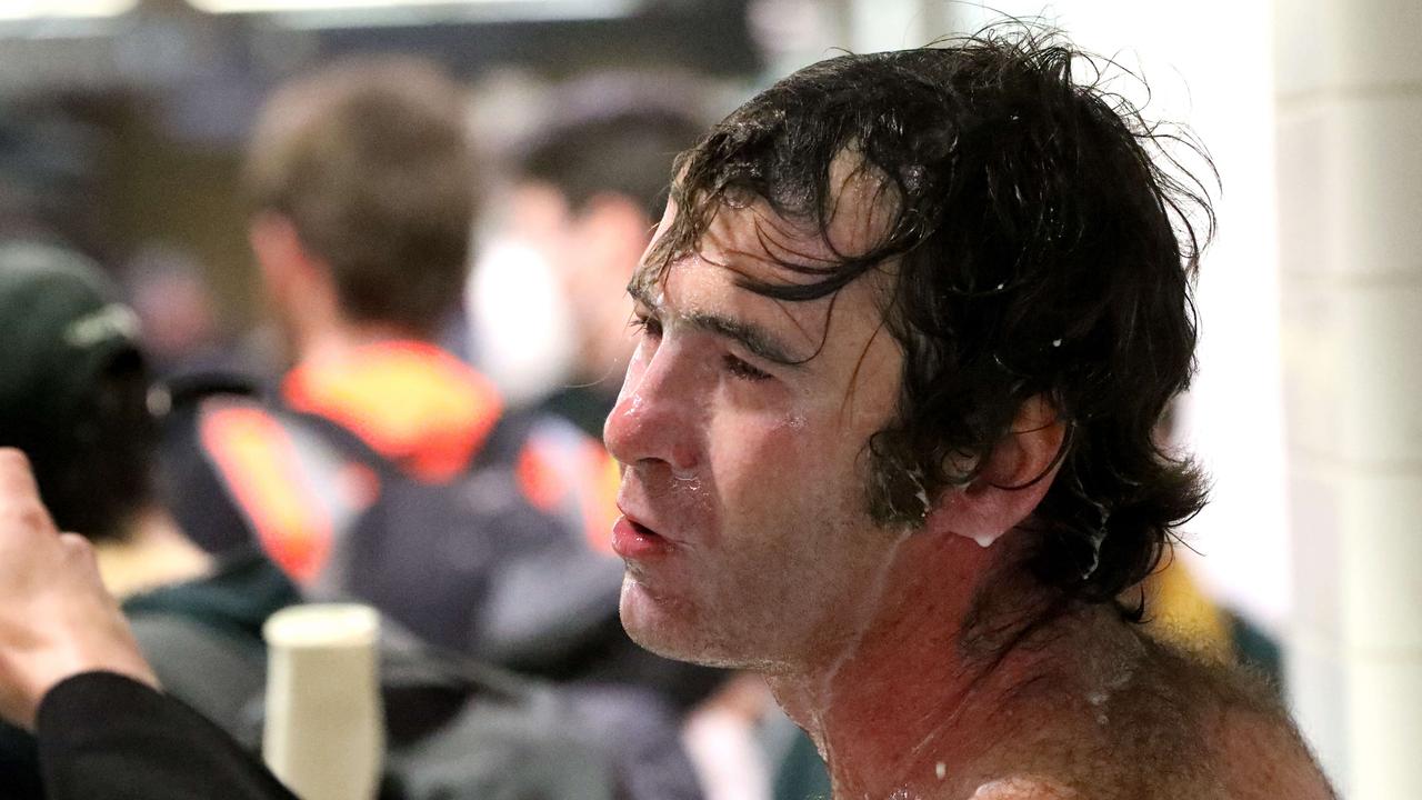 A man after pouring milk on his face after being pepper sprayed by police at Central Station. Picture: Damian Shaw