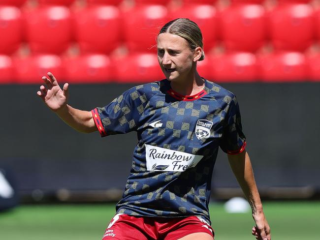 Adelaide United’s Meleri Mullan has bravely revealed her mental heath struggles. Picture: Sarah Reed/Getty Images