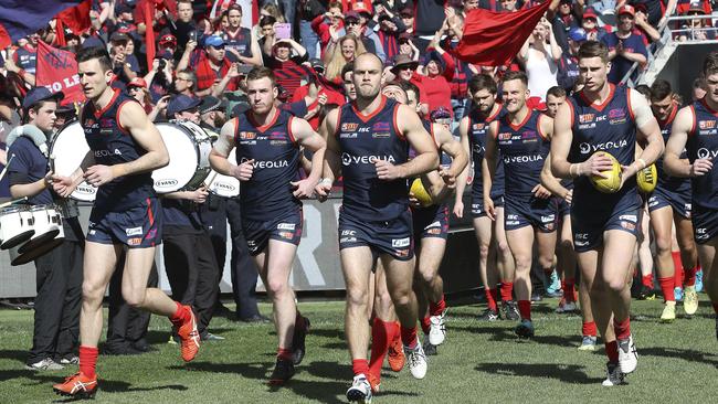 23/09/18 - SANFL - Grand Final - Norwood v North Adelaide at the Adelaide Oval. Norwood captain Jace Bode ready to lead the team out. Picture SARAH REED