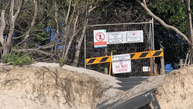 A closed beach access path at Clarkes Beach, Byron Bay, on June 7, 2021. Picture: Liana Boss