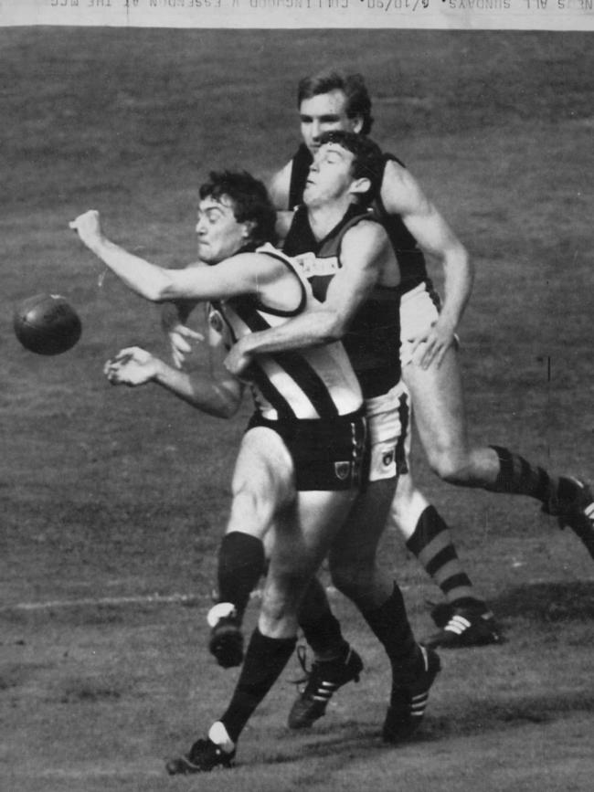 Mick McGuane in the 1990 grand final win against Essendon. He started his career at Sebastopol. (Pic: EX NEWS MELB B/C)