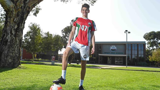 Henley High’s Ethan Cox is a rising soccer star to watch in 2020. Picture: Tom Huntley