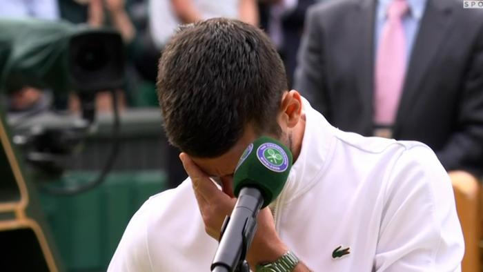 Novak Djokovic was visibly emotional in the aftermath of his Wimbledon loss. Picture: Supplied