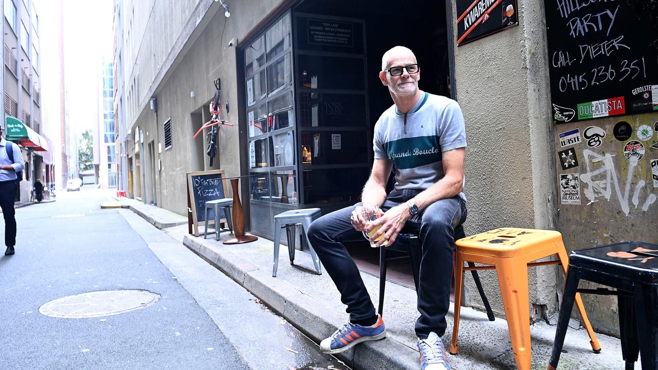 Dieter Steinbusch, the owner of York Lane Cafe and Bar, is struggling with a quiet Sydney due to Covid. Picture: Jeremy Piper