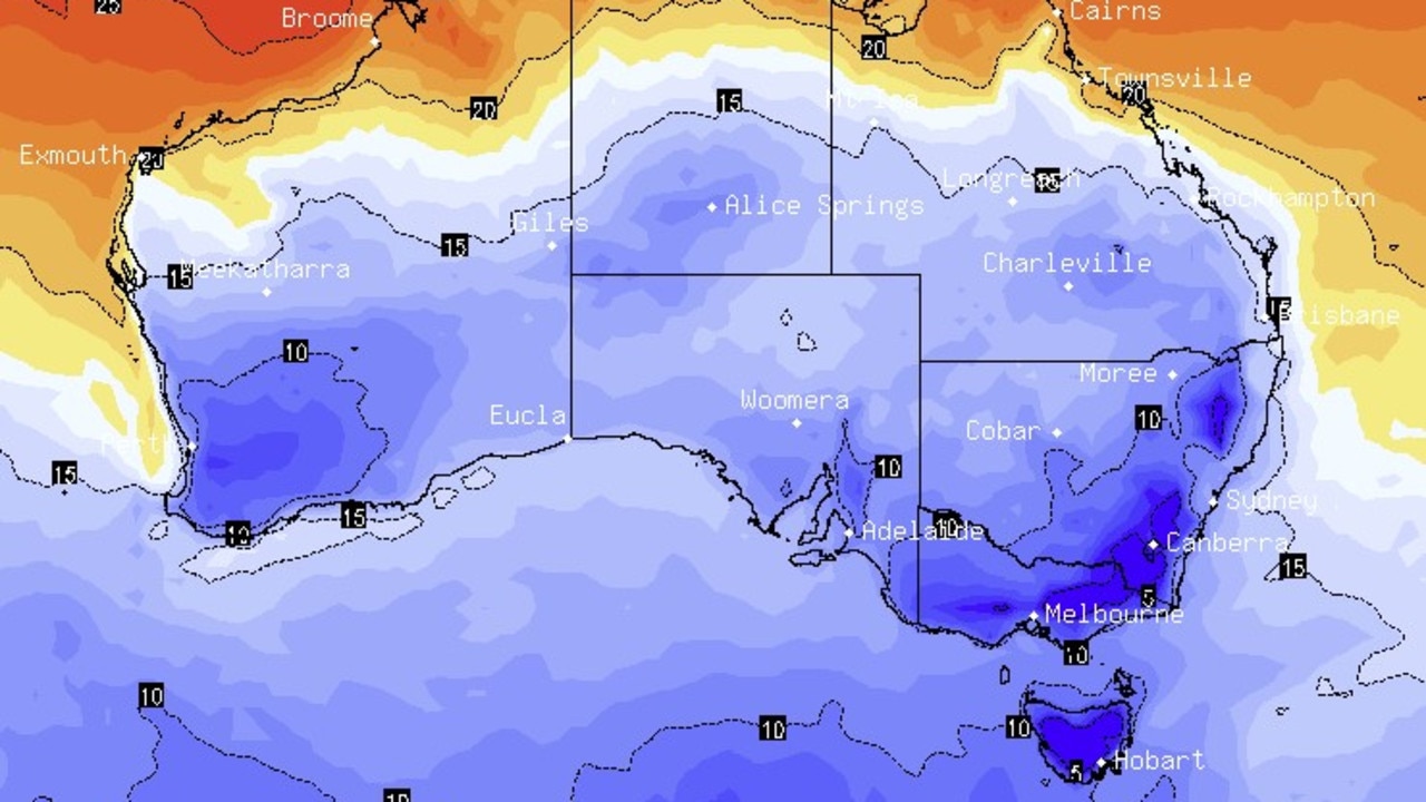 Temperatures in parts of Australia’s south east reached as low as -5C on Sunday morning. Supplied: BSCH