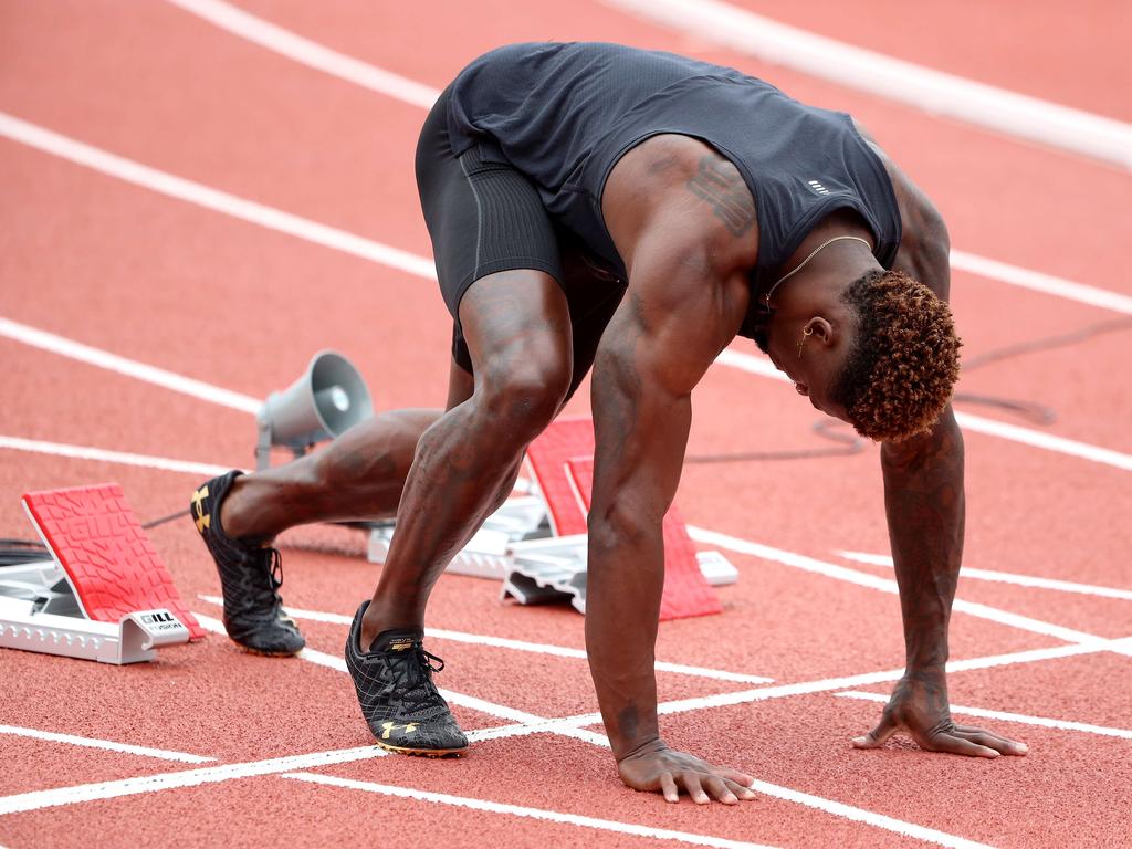 DK Metcalf finishes last in 100m race, but with respectable time - NBC  Sports