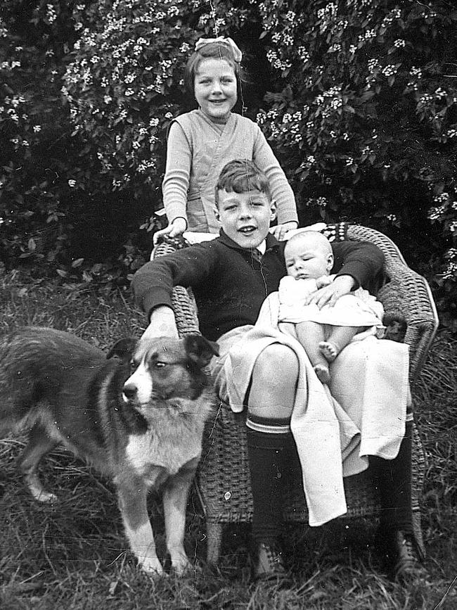 George Pell aged 10, with his sister Margaret and nursing his brother David. The family grew up in Ballarat.