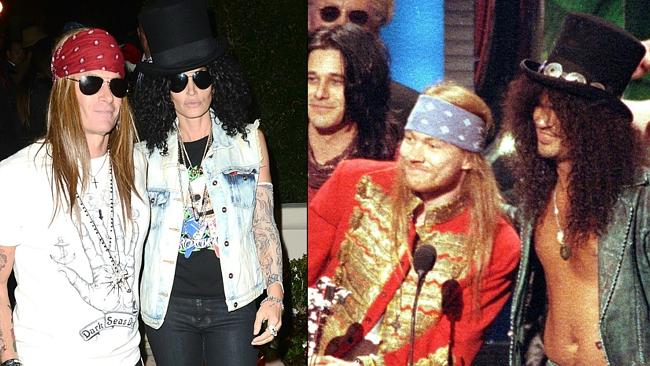 Rande Gerber and Cindy Crawford as Axl Rose and Slash. Picture: Splash News; Getty Images