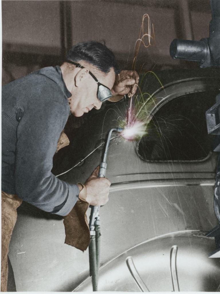 Welding at the General Motors-Holden Woodville factory.