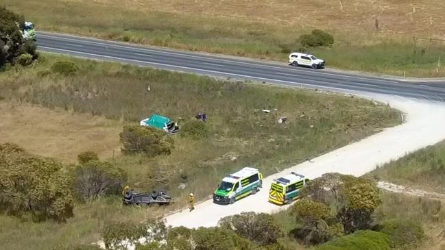 The fatal crash at Willalooka on November 18, 2023. Picture: 7NEWS