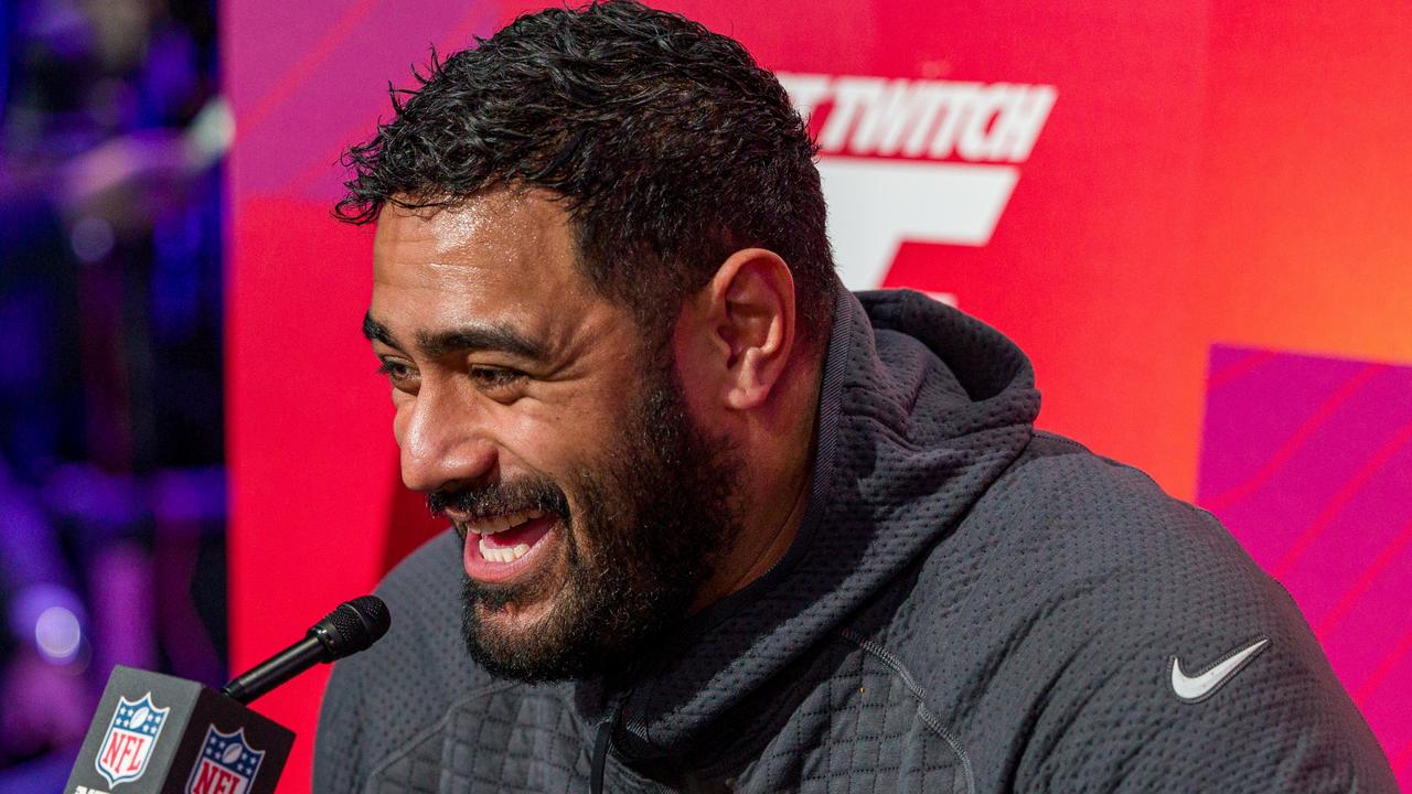 Mailata at tne NFL’s media day before the biggest game of the year. (Photo by Adam Bow/Icon Sportswire via Getty Images)