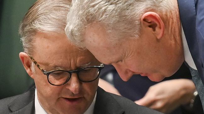 CANBERRA, AUSTRALIA, NewsWire Photos. JUNE 22, 2023: Prime Minister Anthony Albanese and Leader of the House Tony Burke during Question Time at Parliament House in Canberra. Picture: NCA NewsWire / Martin Ollman