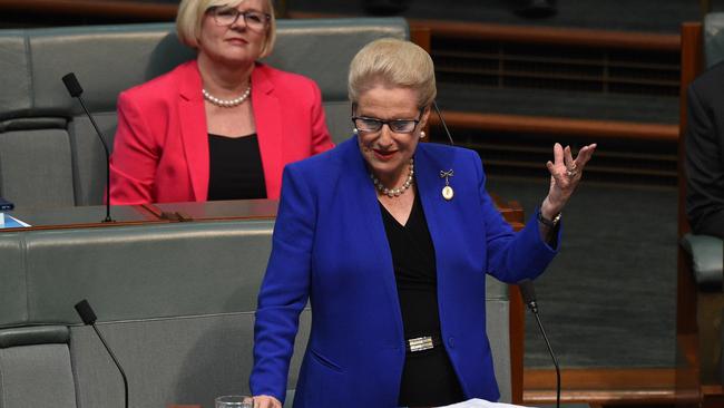 Former Speaker of the House Bronwyn Bishop delivers her valedictory speech in the House of Representatives.