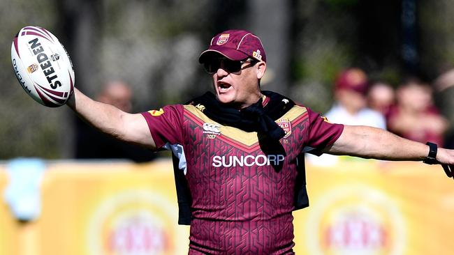 Kevin Walters calls out instructions during a Maroons training session.