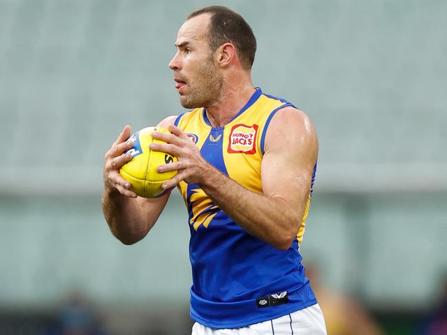 On Saturday, Shannon Hurn became the first man in history to play 300 games for the West Coast Eagles. (Photo by Michael Willson/AFL Photos via Getty Images)