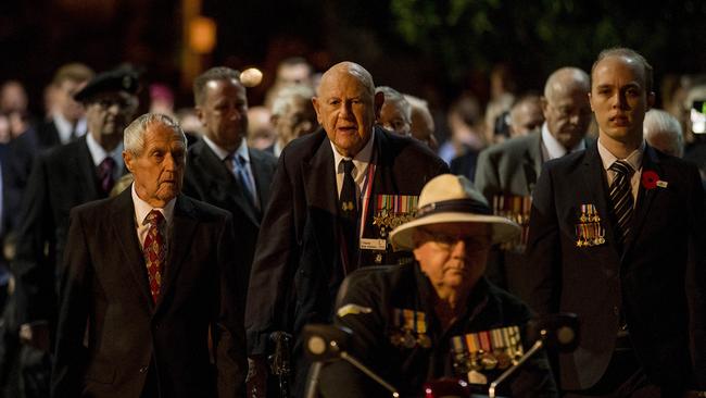 World War II veteran David Mattiske was a fixture at Anzac Day services for decades. Picture: Jerad Williams