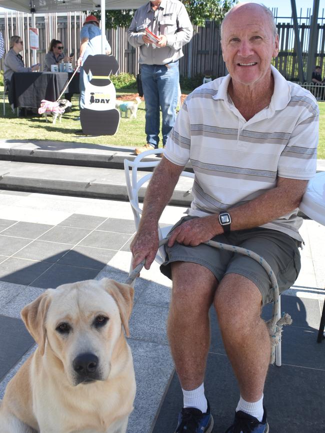 Ipswich 2023 Dog Day at Nicholas Street Precinct pictured is Brian Fegan with dog Laddie