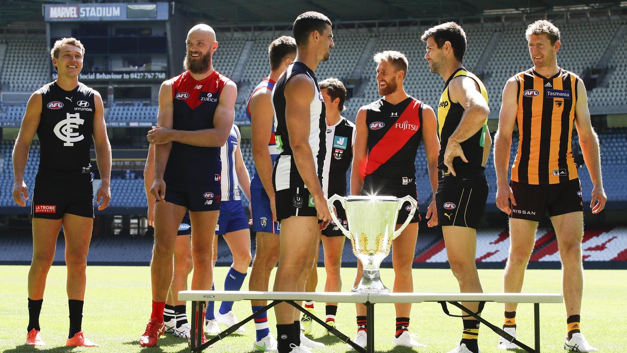 AFL captains have their eyes on the prize. Picture: Dylan Burns