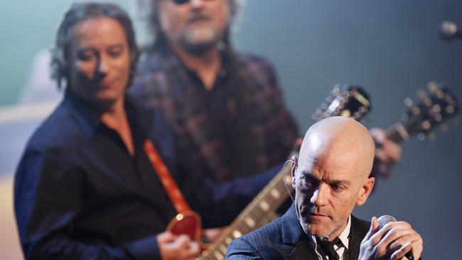 Pre-bearded songsmith Michael Stipe with his band REM in 2008. Picture: AFP