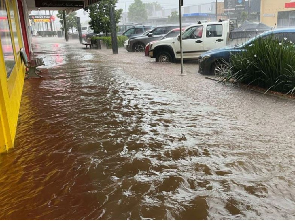 The main street of Kingaroy went under water on Monday afternoon. Pic: Higgins Storm Chasing