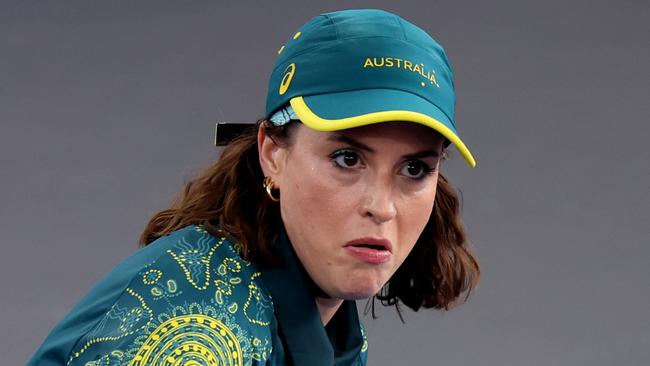 PARIS, FRANCE - AUGUST 09: B-Girl Raygun of Team Australia  competes during the B-Girls Round Robin - Group B on day fourteen of the Olympic Games Paris 2024 at Place de la Concorde on August 09, 2024 in Paris, France. (Photo by Ezra Shaw/Getty Images)