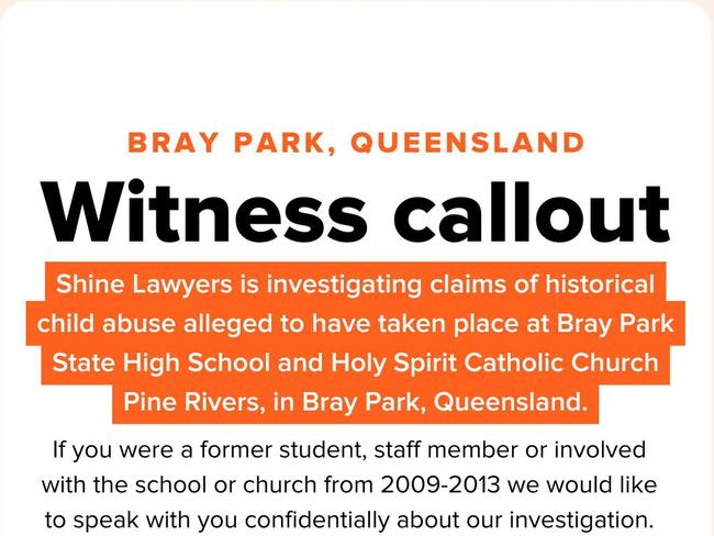 The 'Witness Callout' issued by Shine Lawyers.