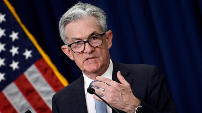 US Federal Reserve Chair Jerome Powell speaks to reporters. Picture: AFP.