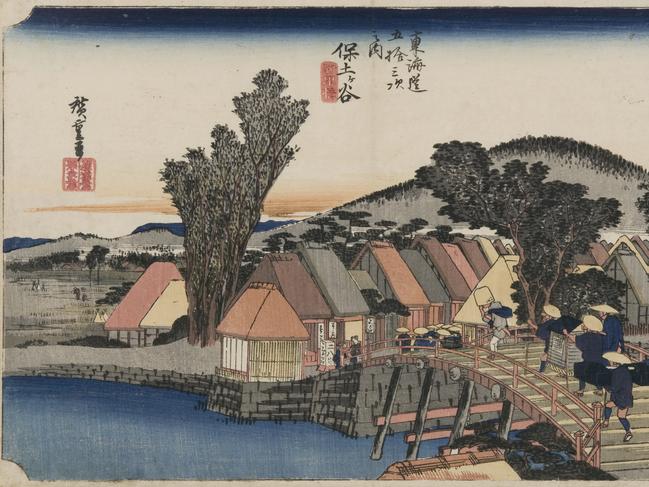 Utagawa Hiroshige, Shinmachi Bridge (Hodogaya Shinmachibashi) no. 5, from the series The Fifty - three Stations of the Tōkaidō Road. Art Gallery of South Australia, Adelaide