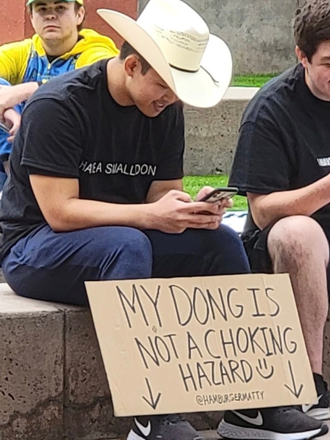 One participant brandished a crude sign during the demonstration. @AshleyGWinter