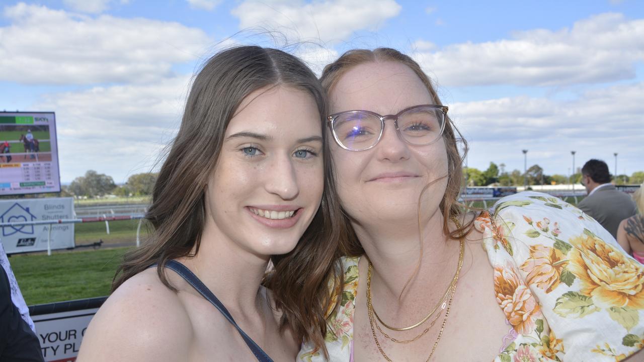 Tash Dau and Maddie Lucas at the 2023 Audi Centre Toowoomba Weetwood race day at Clifford Park Racecourse.