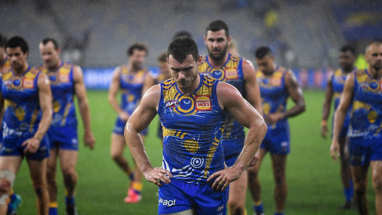 The Eagles were left demoralised by the lowly Roos. Picture: AFL Photos/Getty Images