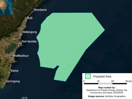 The proposed Illawarra offshore wind zone. Picture: Supplied