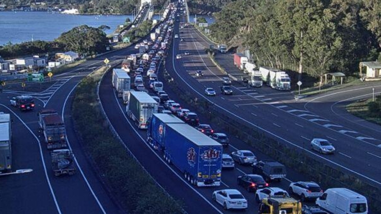 Traffic on the Hawkesbury River Bridge after a serious crash on Thursday morning. Picture: Live Traffic NSW