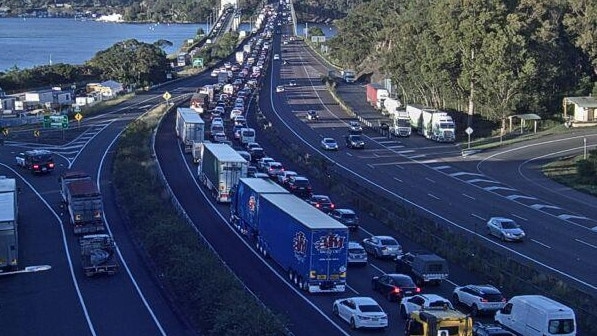 Traffic on the Hawkesbury River Bridge after a serious crash on Thursday morning. Picture: Live Traffic NSW