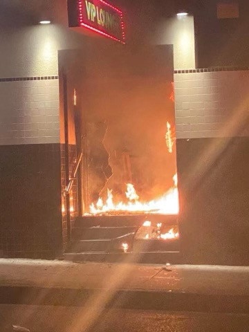 Fire sweeps through the pokie area. Picture: Supplied