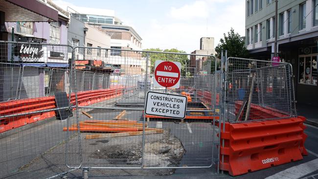 Light rail construction at Devonshire St, Surry Hills.