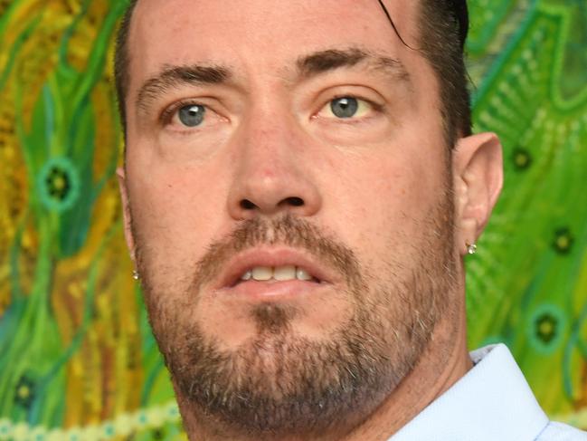 Brendan Leigh Russell leaves the Downing Centre Courts in Sydney, Friday, July 26, 2019. Brendan Leigh Russell, 38, has pleading not guilty to charges of manslaughter, female genital mutilation and causing grievous bodily harm. (AAP Image/Peter Rae) NO ARCHIVING
