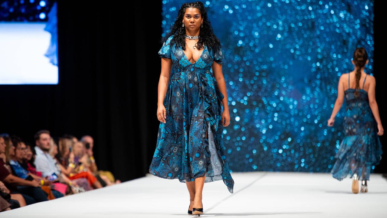 2024 Country to Couture at the Darwin Convention Centre showcases hand-designed First Nations fashion. Picture: Pema Tamang Pakhrin