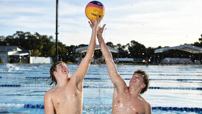 Sunshine Coast Water Polo players Auguste Korac and Smith Connors will travel to the AIS in preparation for the world championships. Picture: Patrick Woods.