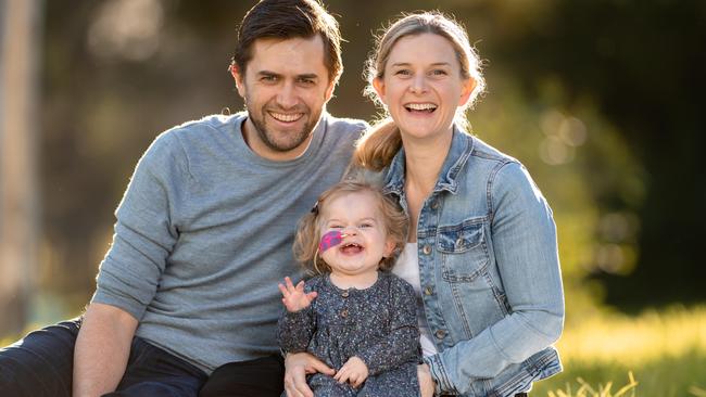 Andrew and Kylie Martin with daughter Ellie. Picture: Jason Edwards