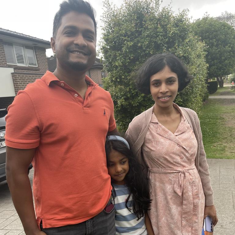 Gayan Rathnayaka and Nisa Nara both voted for Liberal candidate James Wallace. Picture: Elizabeth Neil