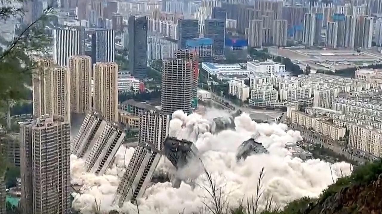 15 buildings demolished simultaneously in Kunming in Yunnan Province, China. Picture: Supplied