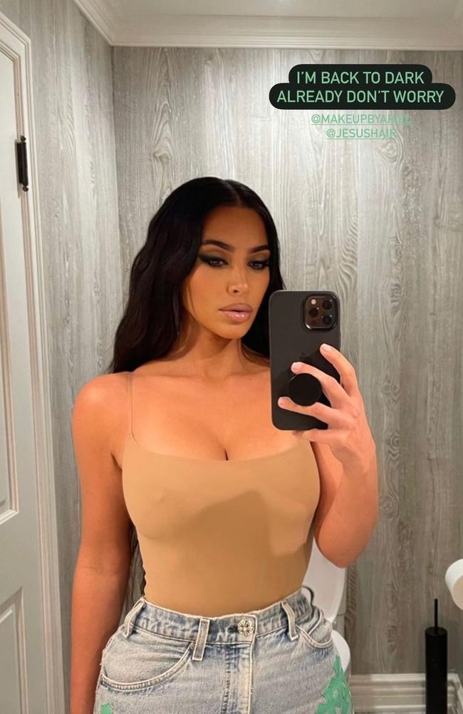 It appears fans were freaked out as Kim later reassured them she was ‘back to dark already’. Picture: Instagram/KimKardashian